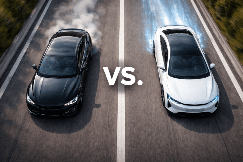 Benzinbil vs elbil - de kører race ved siden af hinanden