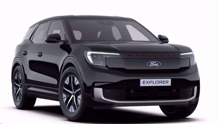 Sort Ford Explorer elbil vist i profil