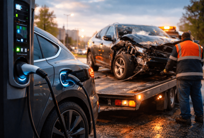En bil og elbil i uheld - Kaskoforsikring